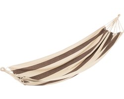 J-Line hangmat Brede Strepen - katoen/polyester - donkerbruin/ecru