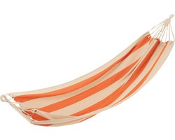 J-Line hangmat Brede Strepen - katoen/polyester - oranje/ecru