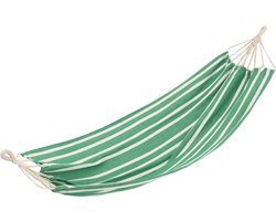 J-Line hangmat Strepen - katoen/polyester - donkergroen/wit