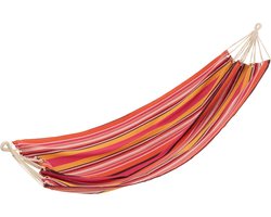 J-Line hangmat Strepen - katoen/polyester - fel roze/mix
