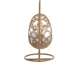 J-Line hangstoel + kussens Bula - metaal/riet - beige