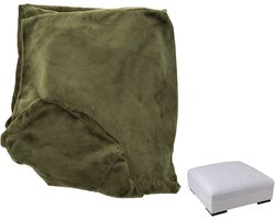 J-Line hoes Poef Monaco - velvet - mosgroen