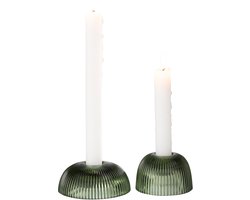 J-Line kaarshouder Canele - glas - groen - 2 stuks