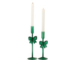 J-Line kaarshouder - glas - groen - set van 2