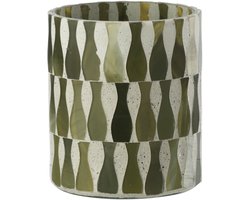 J-Line kaarshouder - glas - olijfgroen/wit - medium