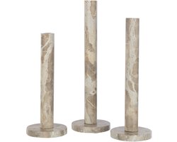 J-Line kaarshouder Marmer - steen - beige - set van 3