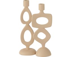 J-Line kaarshouder Ringen - aluminium - beige - 2 stuks