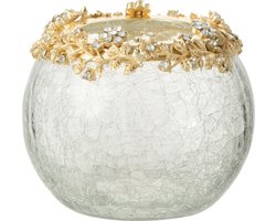 J-Line kaarshouder Volve - metaal/glas - goud/transparant - medium