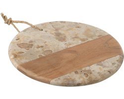 J-Line kaasplank Rond Marmer - steen - biege/naturel