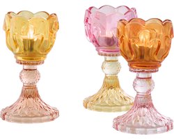 J-Line kandelaar - glas - mix - set van 3