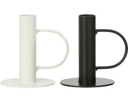 J-Line kandelaar - ijzer - zwart/wit - large - set van 2