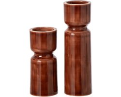 J-Line Kandelaars - ijzer - bruin - set van 2