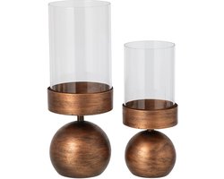 J-Line Kandelaars Jim - ijzer - brons - set van 2