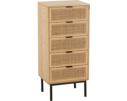 J-Line kast 5 Lades - hout/metaal - naturel/zwart