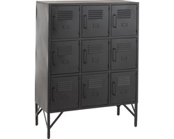 J-line - Kast 9 Deuren Metaal Zwart - 86x41x113.5cm