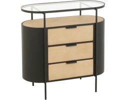 J-Line kast Avy - ijzer - naturel/zwart