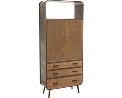 J-Line kast Hoog 3 Laden - hout/metaal - naturel/zwart