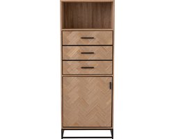 J-Line kast Hoog Zigzag 3 Lades - hout/metaal - naturel/zwart