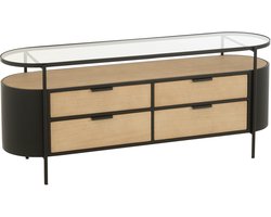 J-Line kast Ivy - ijzer - naturel/zwart
