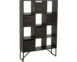 J-Line kast met lades - gerecycleerd hout - zwart