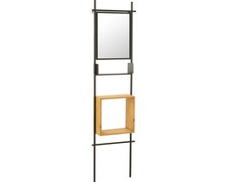 J-Line kast Muur Met Spiegel Tina - hout/ijzer - zwart/naturel