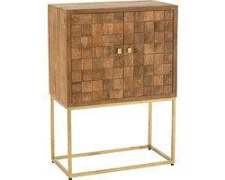 J-Line kast Nino Op Staander - metaal/mangohout - naturel/goud