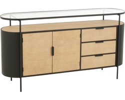 J-Line kast Ovy - ijzer - naturel/zwart