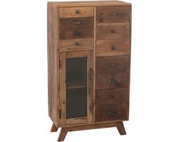 J-Line kast retro - gerecycleerd hout/glas - naturel