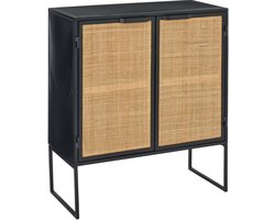 J-Line kast Rieten Panelen - hout - zwart/naturel