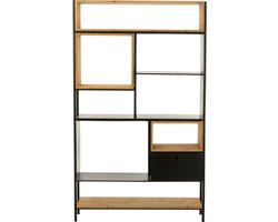 J-Line kast Tina - hout/ijzer - zwart/naturel - large