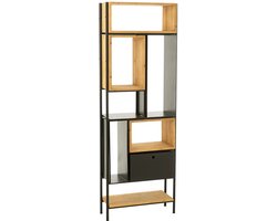 J-Line kast Tina - hout/ijzer - zwart/naturel - small