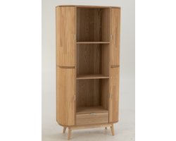 J-Line kast Vakken Rond - dennenhout - naturel
