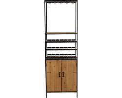 J-Line kast Wijnflessen + Glazen - metaal/hout - naturel