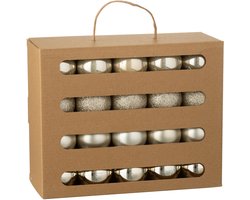 J-Line kerstbal - kunststof - beige - doos van 40