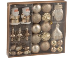 J-Line kerstbal - kunststof - ecru/beige - doos van 45