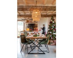 J-Line kerstboom Half Muur - kunststof - groen - LED lichtjes - 225 cm hoog