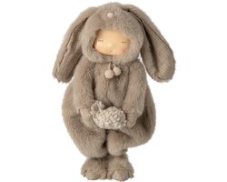 J-Line Kind met konijn en haan - polyester - bruin