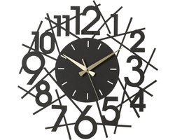 J-Line klok Cijfers klok - metaal - zwart - Ø 48 cm