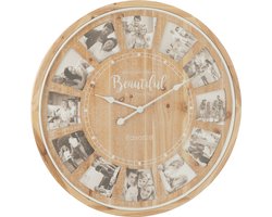 J-Line klok Foto Beautiful - hout - naturel - Ø 80 cm