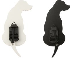 J-Line klok Hond - hout - wit/zwart - 2 stuks
