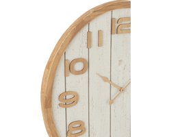 J-Line klok - hout - wit/naturel - large - Ø 60 cm