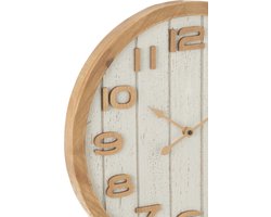 J-Line klok - hout - wit/naturel - small - Ø 40 cm