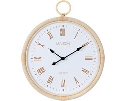 J-Line klok Kyr - rotan - naturel/wit - small - Ø 48 cm