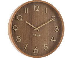 J-Line klok - multiplex/hout - donker naturel - small - Ø 30 cm