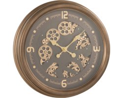 J-Line klok Radars Arabische Cijfers - metaal/glas - goud - Ø 52 cm