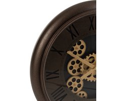 J-Line klok Radars Romeinse Cijfers - metaal - bruin/goud - Ø 52 cm