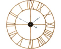 J-Line klok Roman - rotan/metaal - naturel - large - Ø 100 cm