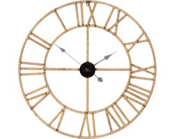 J-Line klok Roman - rotan/metaal - naturel - small - Ø 70 cm