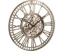 J-Line klok Romeinse Cijfers Radars Binnenwerk - metaal - antiek grijs - Ø 60 cm