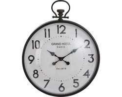 J-Line klok Rond Bol - metaal/glas - zwart - large - Ø 69 cm